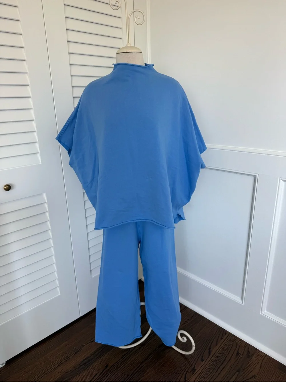 Frank & Eileen Periwinkle Blue Poncho-Style Top and Wide-Leg Pants Set